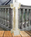 35.04 Inch Long Roman Column Mold For Concrete And Plaster Casting Durable ABS Balustrade Railing Pillar Form For Patio Path No Fuss Snap Assembly And Demolding DIY Decorative Pillar Feature In Rice White visible with railing background