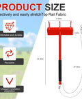 Diagram of One Man Chain Link Fence Top Rail Fabric Hanging Tool with measurements and steel cable hook description.
