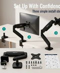 Single Monitor Arm Desk Mount With Super Smooth Tilt And Swivel Fits 13 To 32 Inch Screens Handles Up To 17 Pounds Solid Build showing installation steps.