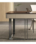 Next Level Standing Desk With Legit Storage Drawers And Rock Solid Steel Frame featuring walnut top and sleek steel legs.