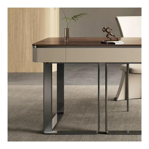 Next Level Standing Desk With Legit Storage Drawers And Rock Solid Steel Frame featuring walnut top and sleek steel legs.
