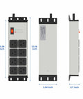 Heavy Duty Power Strip With 20 Amp Switch And 12 Gauge 6 Foot Extension Cord, Eight Outlets, Surge Protection, Grounding Shield