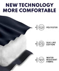 Material layers of XXL Winter Sleeping Bag For Adults And Kids With Compression Sack, showing polyester, silk-like cotton, and water-resistant fabric.