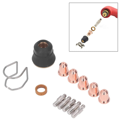 13 Piece Plasma Cutter Torch Accessory Kit With Copper Nozzles And Electrodes For Quick Clean Cuts Includes Gas Diffuser Spacer Guide