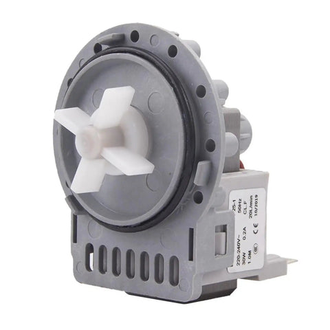 Heavy Duty Washing Machine Drain Pump Replacement For Fully Automatic Washers Durable Plastic Pump Assembly With High Flow And Quick Drain No Fuss Laundry Upgrades grey plastic drain pump, front view