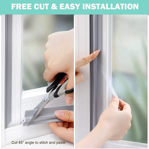 Install Door Draft Stopper Sweep Self Adhesive Weatherproof Seal Strip For Doors And Windows Cuttable 6.56 Ft Long Grey