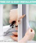 Cutting and applying Three Pack Door Draft Stopper Sweep Set With Self Adhesive Weather Stripping And Window Seal Cuttable 19.68 Feet Total 1.18 Inch Wide Heavy Duty Soundproof Seal For Drafty Doors And Windows
