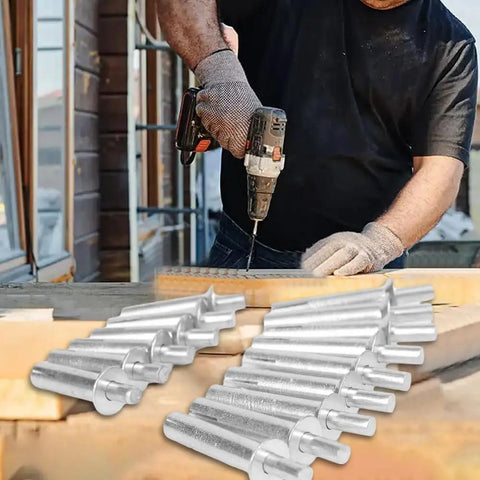 Hardcore Aluminum Hammer Drive Expansion Rivets 10 Pack Heavy Duty Tapping Screw Fasteners With Countersunk Nail Heads Dead Nuts 6.4X30Mm Knock In Bolts For Serious DIY Grind on workbench with drill.
