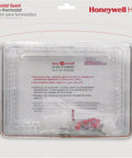Large Thermostat Guard Shield For Home HVAC fits thermostats up to 8.25x5.75 inches, clear tamperproof cover with key lock displayed on packaging.