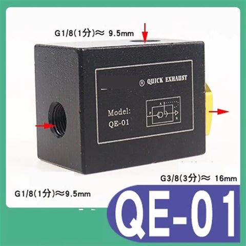 Grab This Awesome Pneumatic Quick Exhaust Valve For Your Cylinder Setup, Model QE-01 with G1/8 and G3/8 fittings.