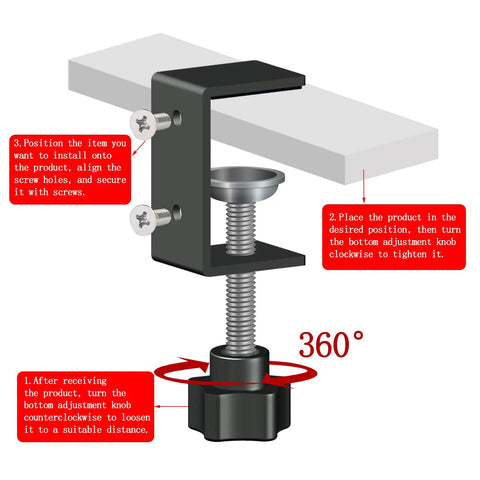 Four Pack 1 Inch Heavy Duty Mini C Clamps For Workbenches And Diy Projects, black steel desk clamp with 360° adjustment