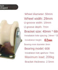 Heavy Duty V Groove Wheel Sliding Gate Casters Built Tough For A Smooth Roll On Any Track featuring 2-inch U-shaped wheel and steel bracket.