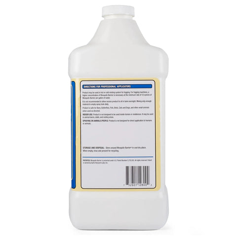Back label of Garlic Mosquito Repellent Concentrate showing application instructions for lawns and yards.