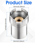 Close-up of stainless steel and brass 4 Piece 510 Thread Magnetic Adapter Kit Universal Threaded Screw Converter, showing dimensions.