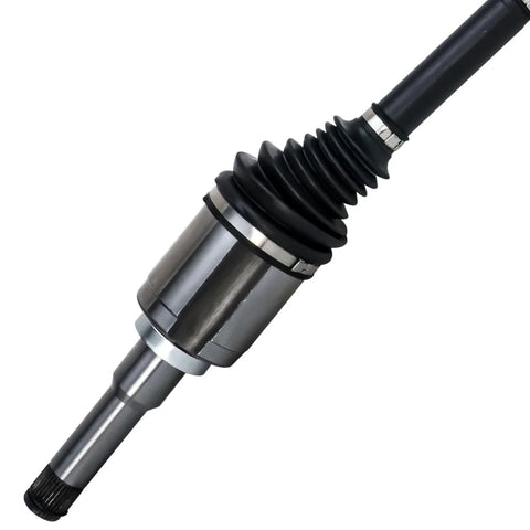 Close-up of a front CV axle shaft from the Front CV Axle Shafts And Wheel Bearing Hubs Kit For 2010 2017 Chevy Equinox And GMC Terrain Replacement Set