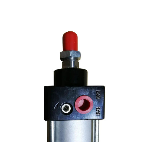 Heavy Duty Air Cylinder Pneumatic Cylinder Aluminum Alloy Double Acting Single Rod Bore 1.5 Inch Stroke 40 Inch Model SC 40 X 1000 For Industrial Automation 22 To 102 Psi - top close-up with red cap