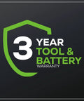 3-year tool and battery warranty badge for 40V Cordless Walkway Warrior Yard Tool Combo Kit With 2.0Ah Battery And Charger Trimmer With 12 Inch Auto Feed Line And 390 CFM Leaf Blower Lightweight Design For Easy Edging And Debris Cleanup In Small Yards