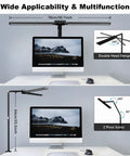 Lit Double Head LED Desk Lamp Clip On For Home Office With Light Sensor 24W Ultra Bright Bar 5 Color Modes And 5 Dimmable Levels