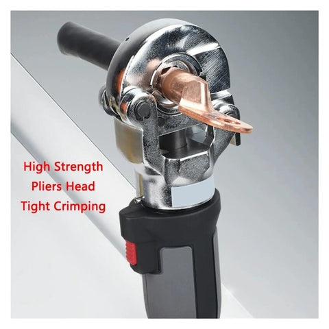 Mini Rechargeable Hydraulic Crimping Tool For Copper And Aluminum Wires Handles 16 To 300mm2 Terminals close-up view of high strength pliers head.