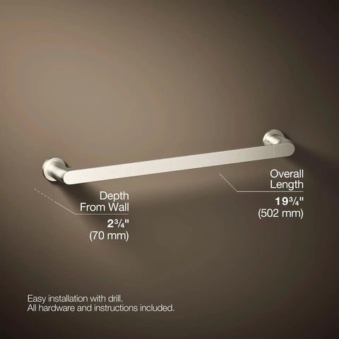 Avid 18 Inch Towel Bar In Vibrant Brushed Nickel Dope Modern Bath Hardware With Clean Lines Solid Wall Mount Easy Install Durable