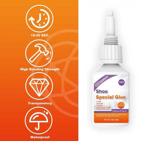 Pro Grade 30g Shoe Glue for Soles and Heels Instant Bond Clear Waterproof Quick Dry Adhesive with high bonding strength.