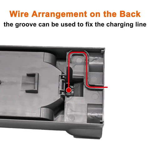 Wire arrangement on Wall Mounted Vacuum Docking Station Bracket For V11 And V15 Handheld Cleaners, groove for charging line
