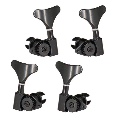 Level Up Your Rig With Premium Alloy Bass Guitar Tuner Machines And Precision Peg Keys Designed For Smooth Shifting And Lock Tight Performance In Rock Session Or Studio Setup With Reliable 14L14R Mounting For Quick Installation. Black alloy bass guitar tuner machines, 4-piece set, 14L14R