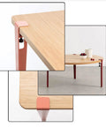 Four Pack Beefy F Shape Clamp Table Legs Set With Adjustable Feet 30In Red Iron Support installed on wooden tabletop