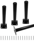 Heavy Duty Adjustable Furniture Legs Eight Inch Steel Cabinet Feet Black Metal Drawer Supports With Swivel Base, showing four legs and screws.
