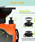 Close-up of safety valve on All In One Portable Shower For Camping Surf And Beach Use Two Point One Gallon Tank With Ten Spray Modes