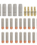 15AK MIG Torch Consumable Kit For Welder High Temperature Resistant Tips And Nozzles Set With Guarding Coating 30 Piece 0-8mm