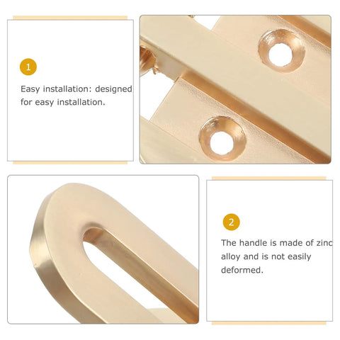 Close-up of brushed brass concealed single hole cabinet knobs and drawer pulls for dressers, showing zinc alloy handle design.