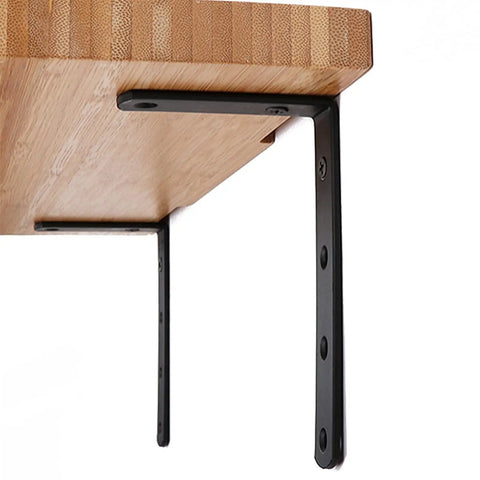 Hella Sturdy Thickened Black Steel L Shaped Corner Braces Heavy Duty 90 Degree Right Angle Shelf Supports for shelving projects.
