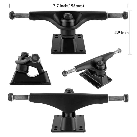 Durable Skateboard Hardware Combo Starter Kit With 52mm Wheels Aluminum Truck Set Bearings And Pads, black finish trucks