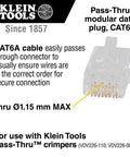 Modular Data Plug For CAT6A And Thicker CAT6 Cables, transparent connector with pass-thru feature, 8-position, side view
