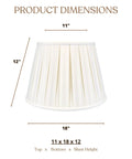 Empire English Pleat Lamp Shade 11 X 18 X 12 White Hand Tailored Shantung Silk Type Fabric With Premium Off White Lining
