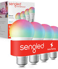 Color Changing Smart Light Bulb With Auto Pairing To Alexa Devices, No Hub Needed, Bluetooth Mesh Lighting, 4 Pack Display