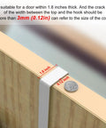 Over The Door Coat Rack With Mesh Basket And Detachable Storage Shelf showing fit for 1.8-inch thick doors with 0.12-inch gap.