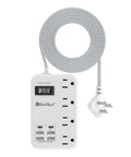 6 USB Travel Power Strip Surge Protector 4 AC Outlets 5 Ft Extension Cord with Tangle-Free Cable for Easy Use.