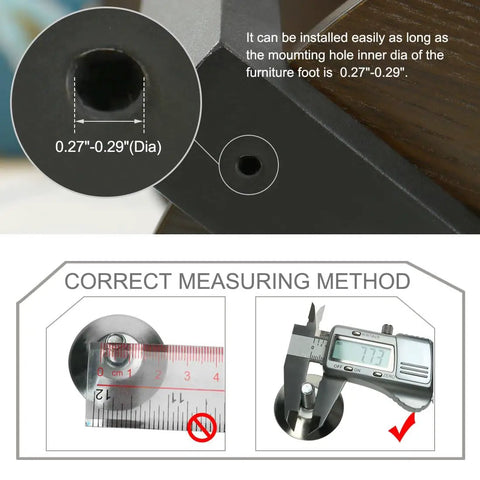 Measuring guide for M8 X 1.25 Furniture Leveling Feet Adjustable Glide Levelers For Tables Desks And Cabinets Dope Floor Protectors 8 Pack