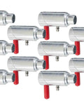Heavy Duty 5/8 Cam Lock Twist Lock Plunger Pin For Tow Trucks And Recovery Trucks Zinc Plated Spring Loaded Steel Hitch Hardware 10 Piece Farm Implement Wrecker Attachment Kit items in a group showing red handles and zinc plating.