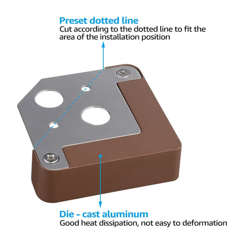Lit Right Angle Outdoor Step Lights 8 Pack for Corners and Walls LED Hardscape Lighting detail showing bronze finish and design