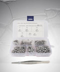 Pro Grade Bearing Balls Kit With Precision Steel Bearings In One Eighth To One Quarter Inch Sizes Plus Tweezers For Cars ATVs Mountain Bikes High Performance Maintenance Accessory Set open case with steel ball assortments