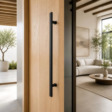 Killer 48 Inch H Shape Door Pull Handle In Sleek Black Finish Built From Top Notch 304 Stainless Steel For Heavy Duty Commercial Entry Doors That Stand Up To Daily Wear With Flawless Operation