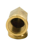 Brass forged 90-degree pipe elbow with female threads, front view