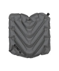 V Seat Inflatable Cushion For Travel, Camping, Backpacking And Bleachers, showing gray V chambered padding and valve