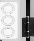 30Pcs Flat Washers 304 Stainless Steel 10x16x1mm Door Hinge Gaskets, heavy duty spacers shown with installed black door hinge