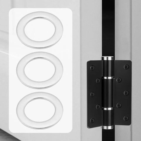 30Pcs Flat Washers 304 Stainless Steel 10x16x1mm Door Hinge Gaskets, heavy duty spacers shown with installed black door hinge