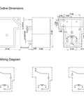 Technical diagram for 12V DC General Purpose Power Relay, 4 Pin Normally Open Form A, Miniature SPST Relay dimensions and wiring.