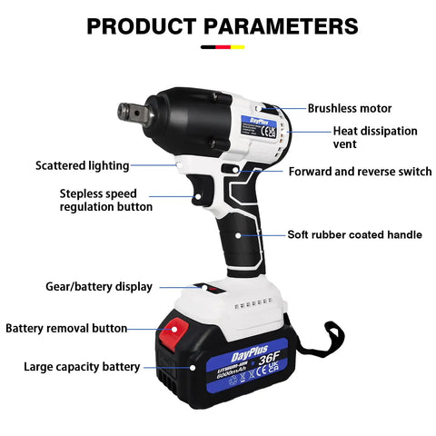Get Your Hands On This Badass 21V Cordless Impact Wrench With Brushless Motor. Packs a serious 420Nm Punch For Garage Rides Or Quick Fixes. Comes With Four Sockets And Bright LED Light. Tough, Fast Charger Included. Perfect For Weekend Warriors Wanting